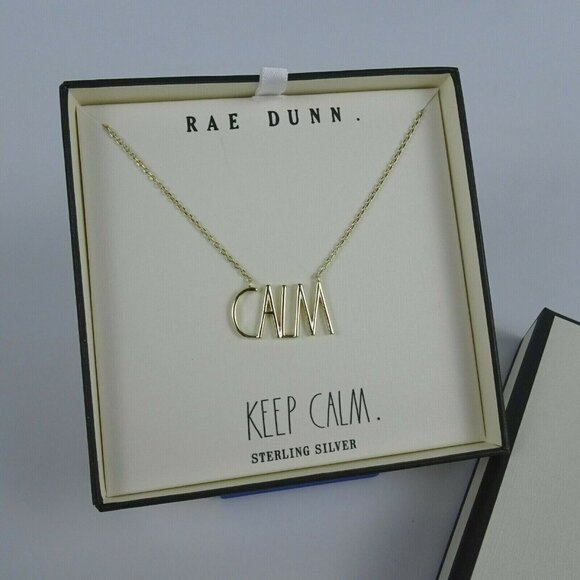 New Rae Dunn "CALM" Necklace 14K Gold Plated - Picture 3 of 7